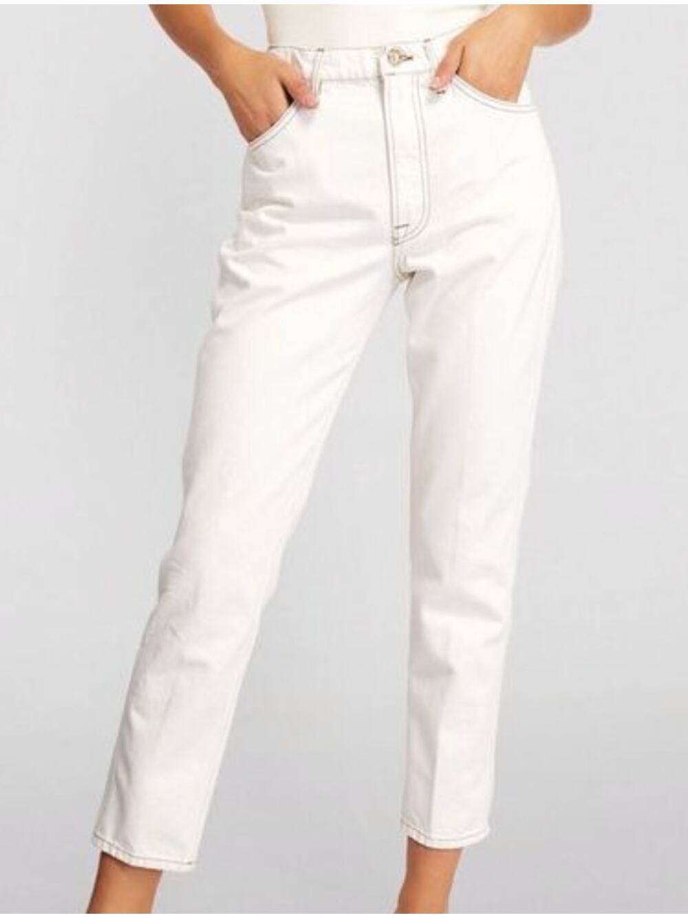 Never worn! Frame Denim Women's Cream Straight Leg Jeans | Size 31